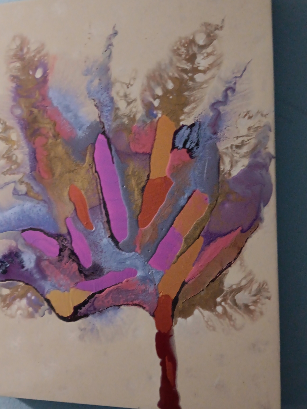 FLINT Abstract Flora OILl Canvas Wall Art in Pink, Purple & Gold FLINT